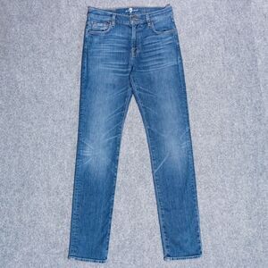 7 For All Mankind Adrien Jeans Men's 28x32 Blue Slim Fit Stretch Denim Whiskered